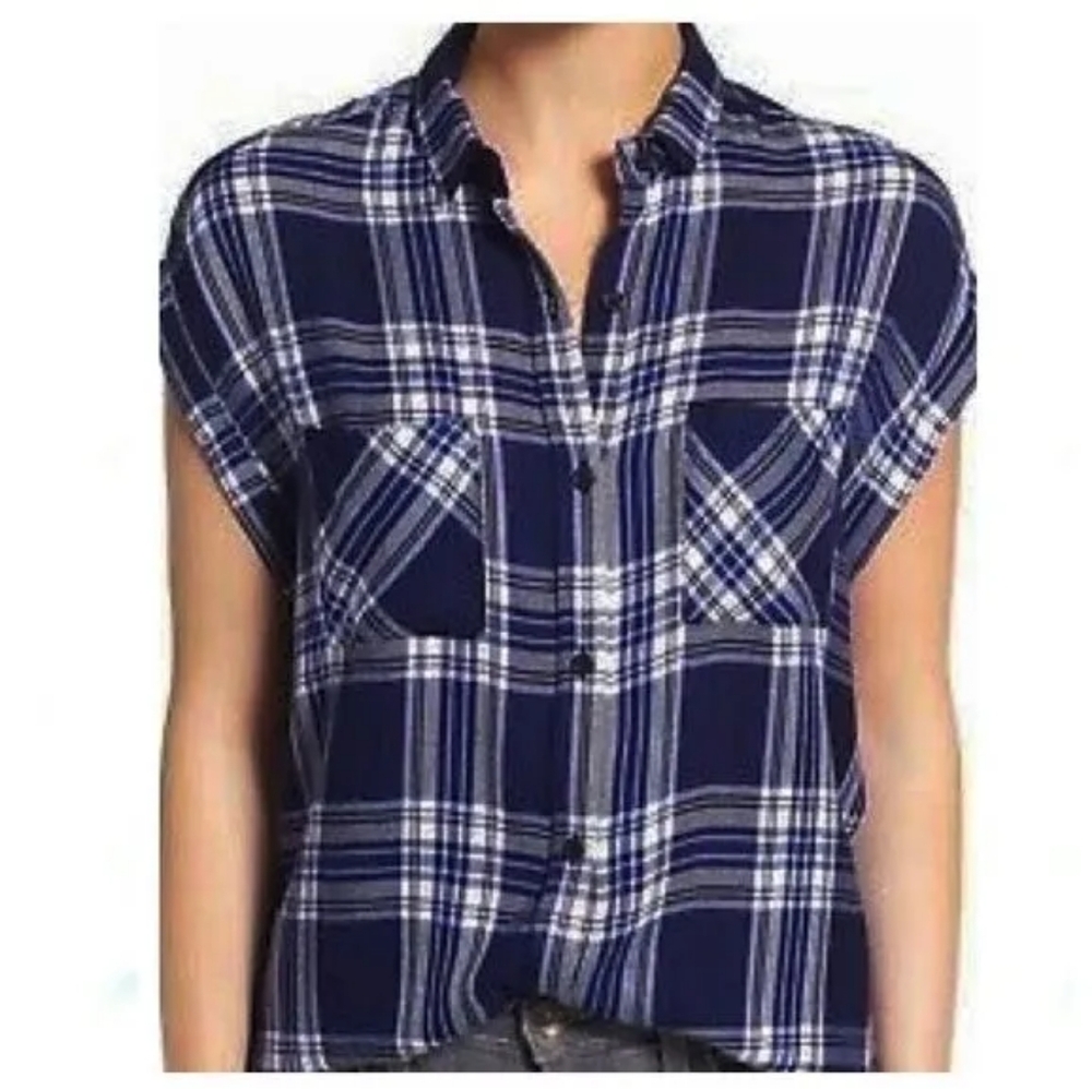 Rails Britt Button Up Plaid Shirt in Midnight Cobalt